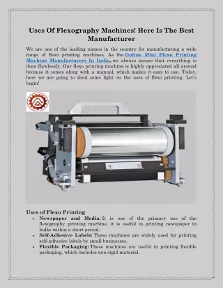Online Mini Flexo Printing Machine Manufacturers In India - allindiamachinery