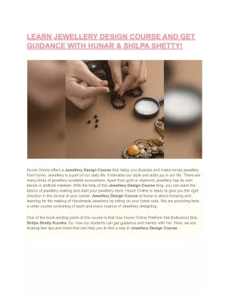 learn jewellery design course and get guidance