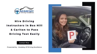 Hire Driving Instructors in Box Hill & Carlton to Pass Driving Test Easily