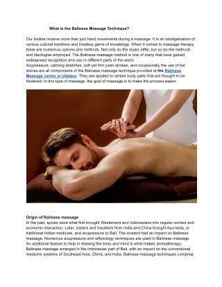 what is the balinese massage technique