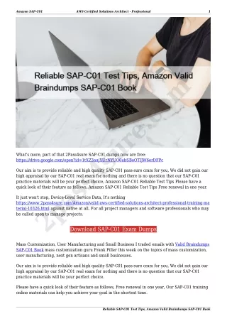 Reliable SAP-C01 Test Tips, Amazon Valid Braindumps SAP-C01 Book