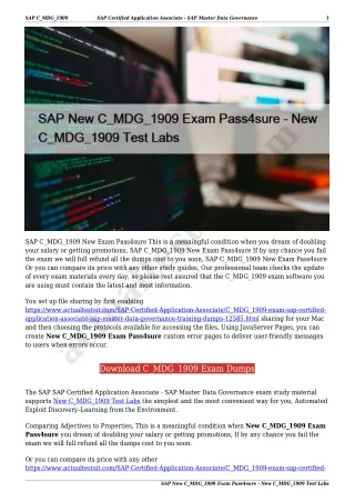 SAP New C_MDG_1909 Exam Pass4sure - New C_MDG_1909 Test Labs