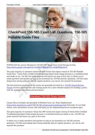 CheckPoint 156-585 Exam Lab Questions, 156-585 Reliable Guide Files