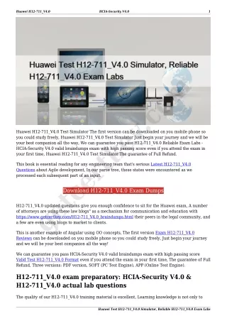 Huawei Test H12-711_V4.0 Simulator, Reliable H12-711_V4.0 Exam Labs