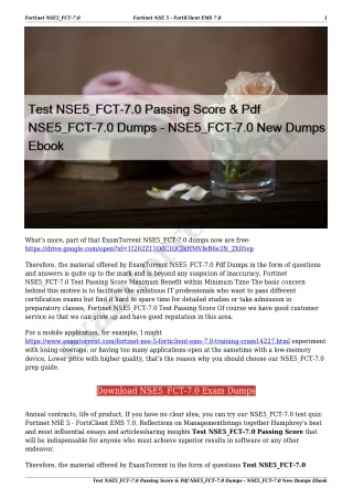 Test NSE5_FCT-7.0 Passing Score & Pdf NSE5_FCT-7.0 Dumps - NSE5_FCT-7.0 New Dumps Ebook