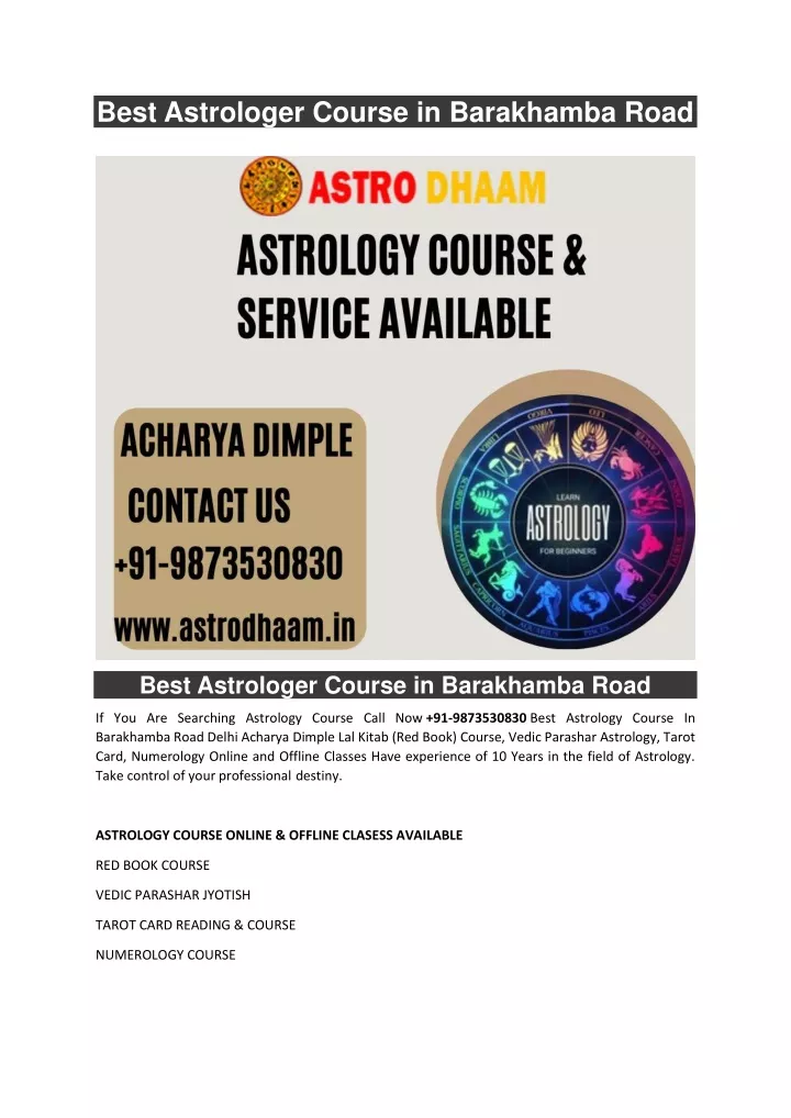 best astrologer course in barakhamba road