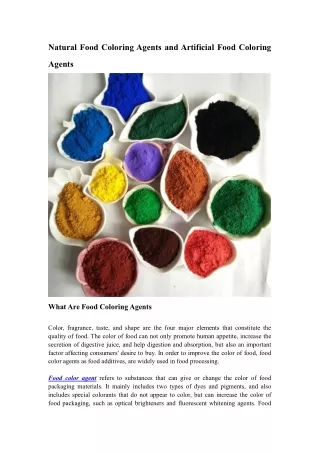 Natural Food Coloring Agents and Artificial Food Coloring Agents