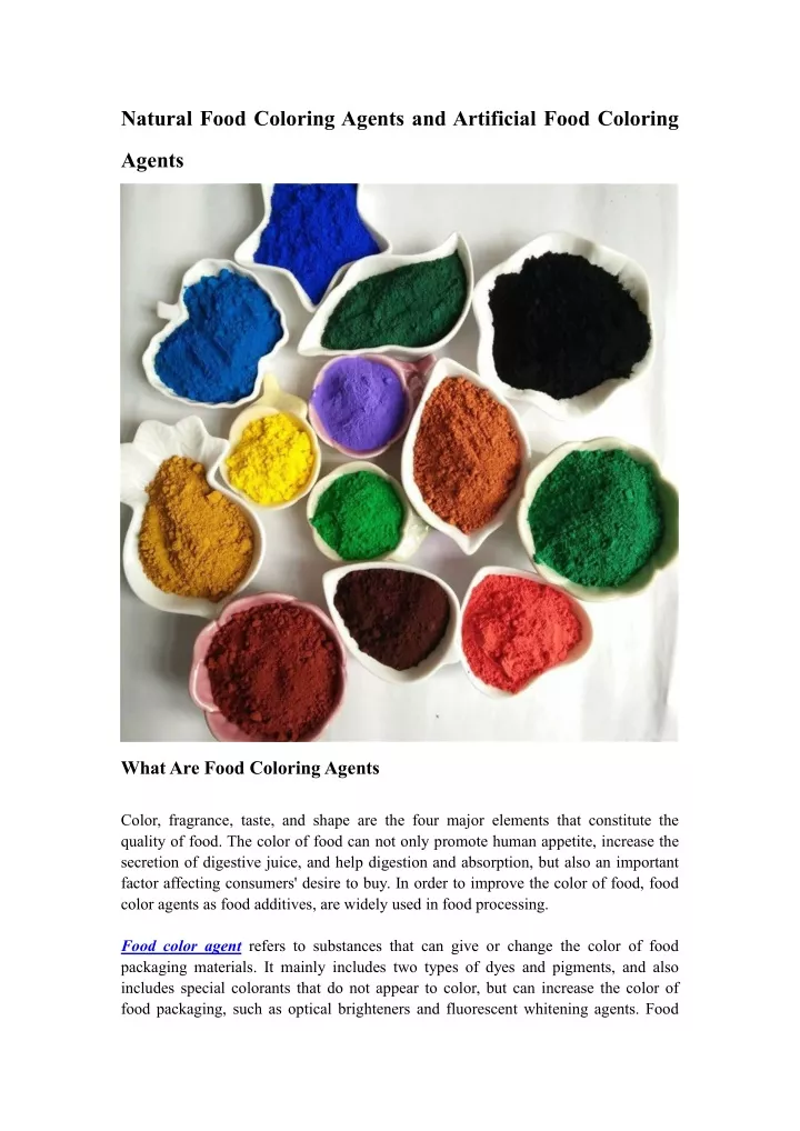 natural food coloring agents and artificial food