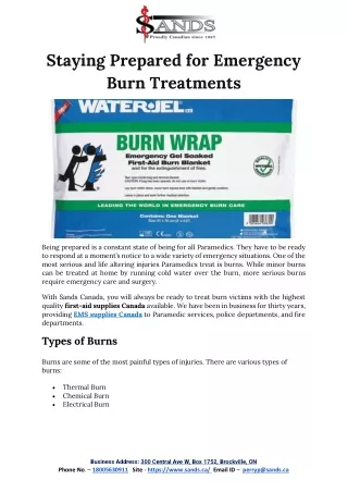 Staying Prepared for Emergency Burn Treatments