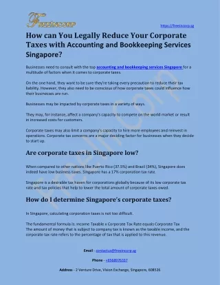 Reduce Your Corporate Taxes with Accounting and Bookkeeping Services Singapore