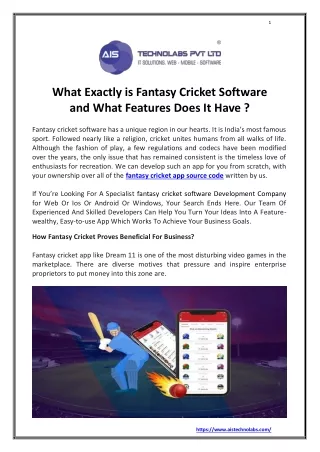 What Exactly is Fantasy Cricket Software, And What Features Does It Have?