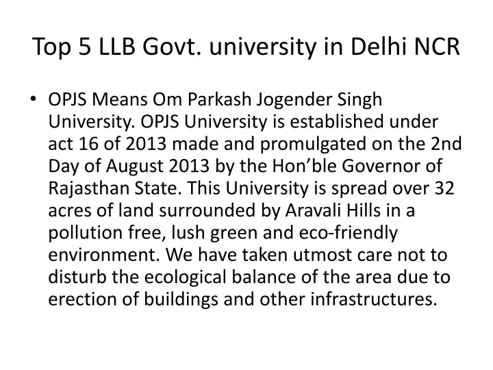 top 5 llb govt university in delhi ncr