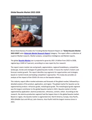 global bauxite market 2022 2028