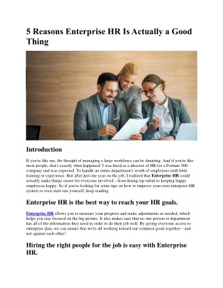 5 Reasons Enterprise HR Is Actually a Good Thing