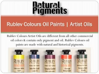 Rublev Colours Oil Paints | Artist Oils | Natural Pigments