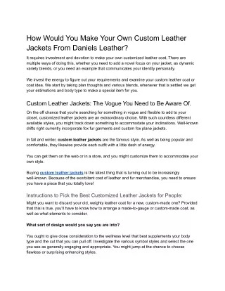 Custom Leather Jackets And Furr Coats In NYC _ Daniels Leather
