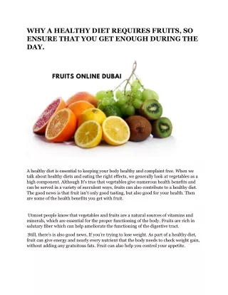 why a healthy diet requires fruits so ensure that