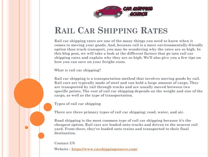 rail car shipping rates