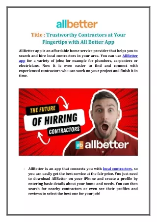 title trustworthy contractors at your fingertips