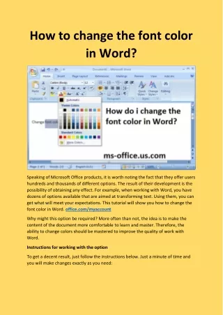 how to change the font color in word