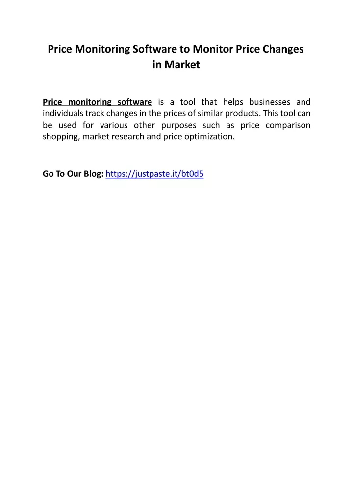 price monitoring software to monitor price