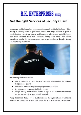 Get the right Services of Security Guard
