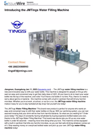Introducing the JMTings Water Filling Machine