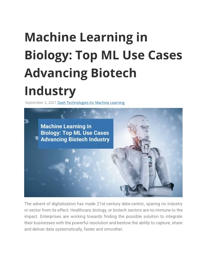 machine learning in biology top ml use cases