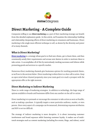 Direct Marketing - A Complete Guide