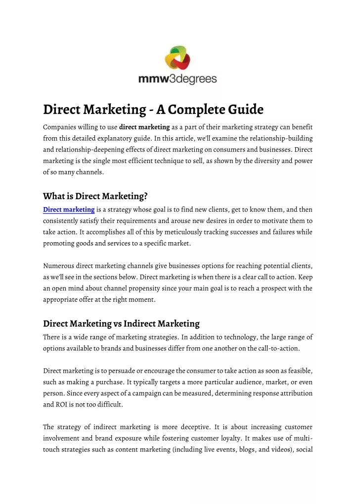 direct marketing a complete guide companies