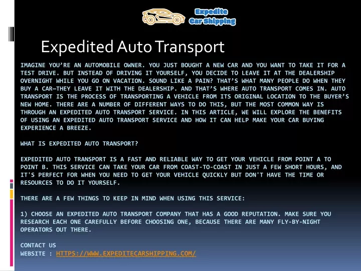 expedited auto transport