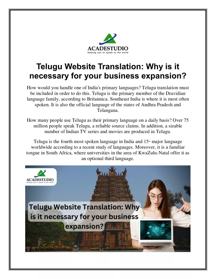 telugu website translation why is it necessary