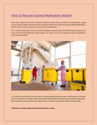 how how t to recycle expired medication waste