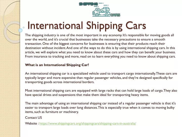 international shipping cars