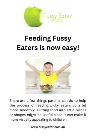 Feeding Fussy Eaters is now easy!