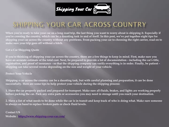 shipping your car across country