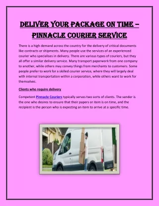 Deliver Your Package on Time – Pinnacle Courier Service