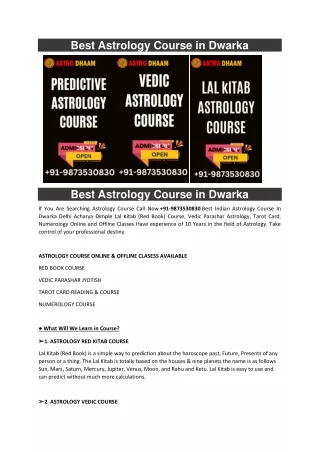 best astrology course in dwarka