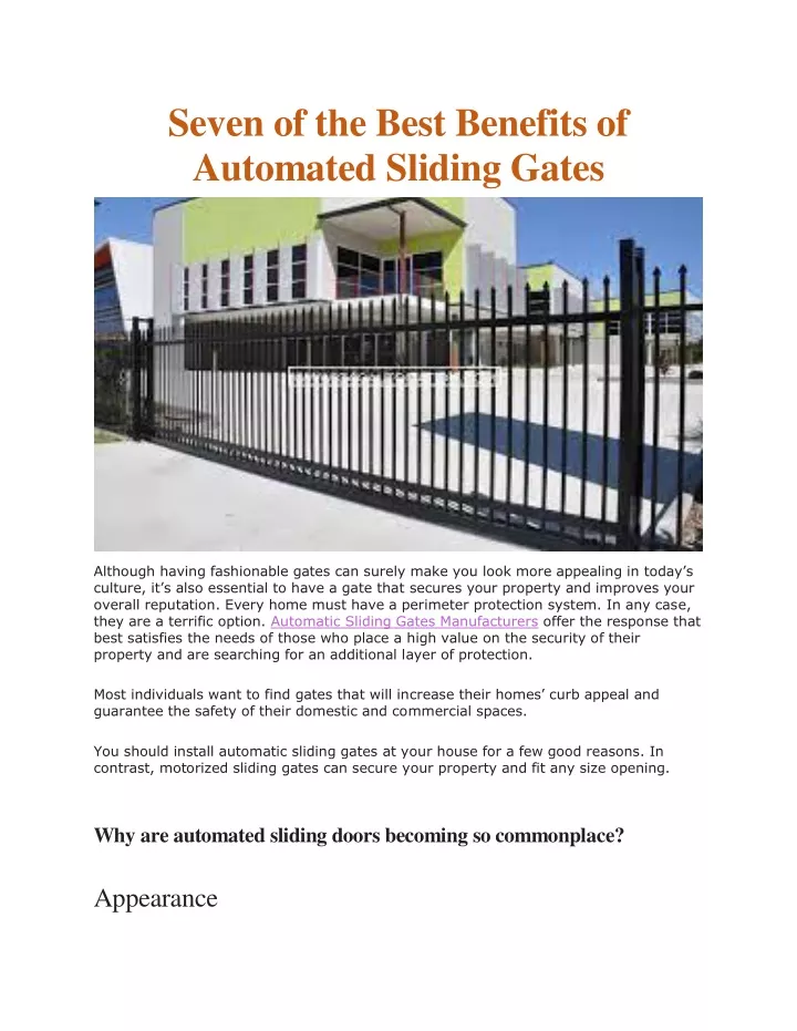 seven of the best benefits of automated sliding