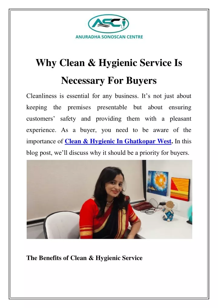 why clean hygienic service is