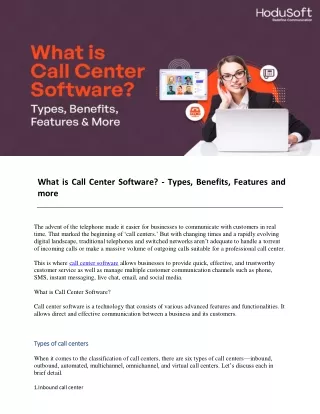 What is Call Center Software - Types, Benefits, Features and more