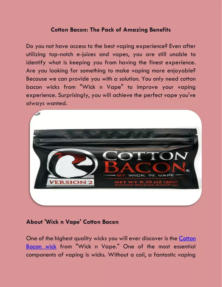 cotton bacon the pack of amazing benefits