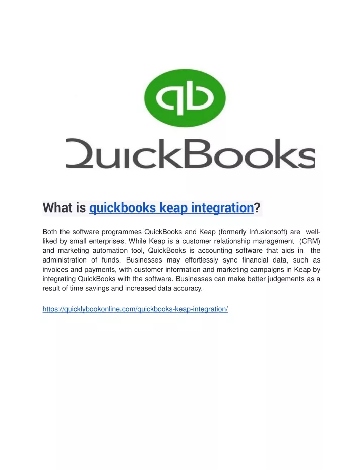 what is quickbooks keap integration