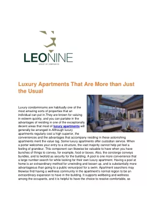 Luxury Apartments That Are More than Just the Usual