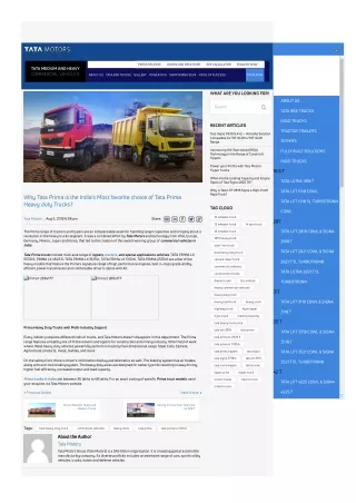 India's Most Favourite Choice of Tata Prima Heavy Duty Trucks | Tata Trucks Blog