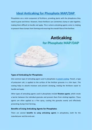 ideal anticaking for phosphate map dap
