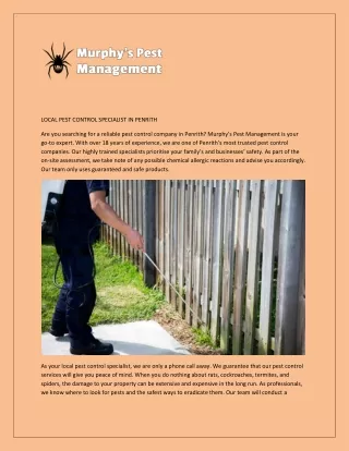 local pest control specialist in penrith
