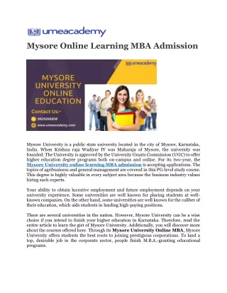 Mysore Online Learning MBA Admission