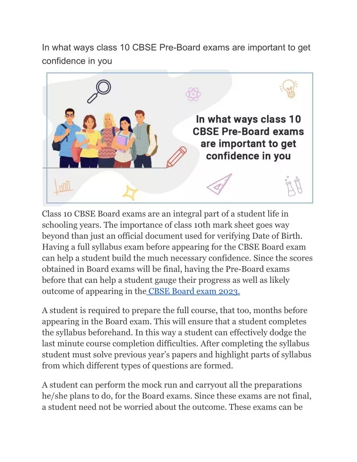 Ppt In What Ways Class Cbse Pre Board Exams Are Important To Get Confidence In You