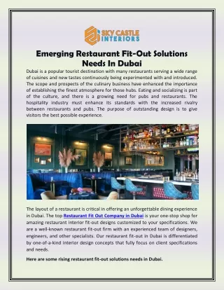 Emerging Restaurant Fit-Out Solutions Needs In Dubai